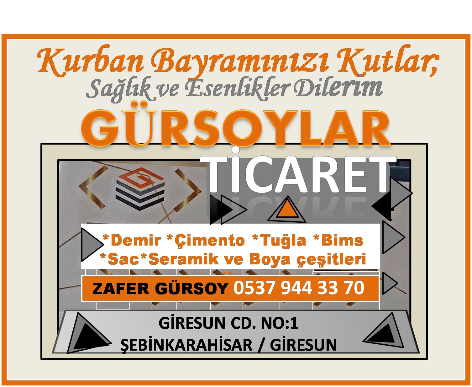 Sebinkarahisar Ajans Gursoylar Ticaret Kurban Bayrami Mesaji Yayinladi